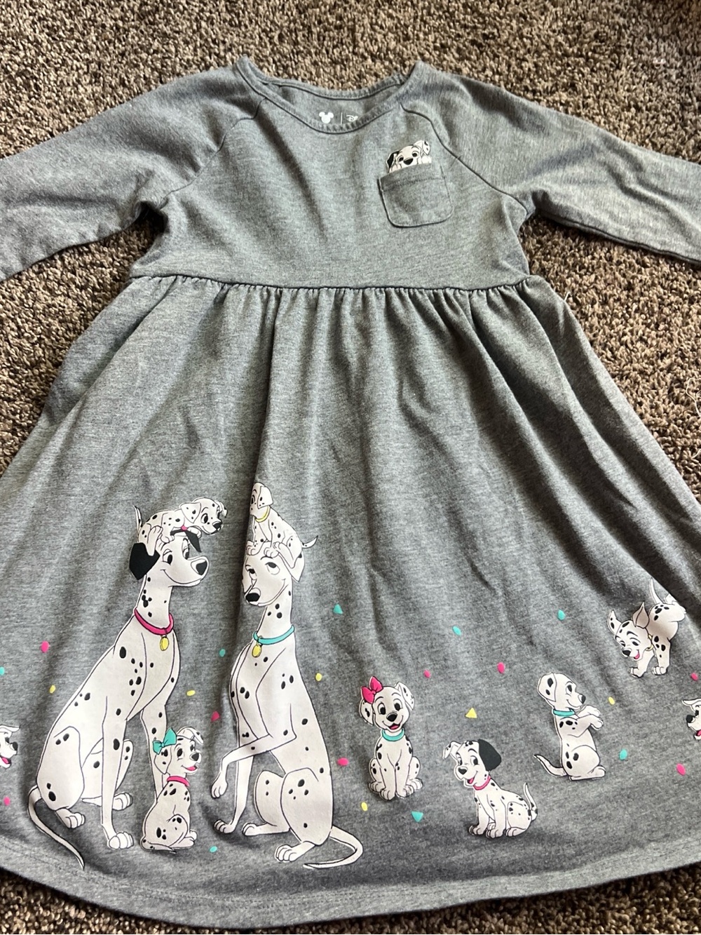 Disney Gray 101 Dalmatians Long Sleeve Knit Dress